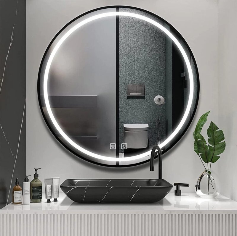 Bathroom LED Mirror REA MMJ 80cm Black