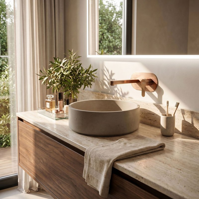 Concealed Washbasin Tap Rea Arcos Brush Copper