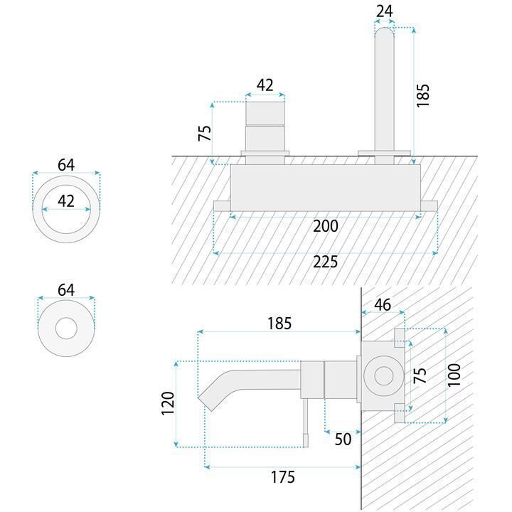 Wall Mounted Basin Faucet Rea Venti Chrome