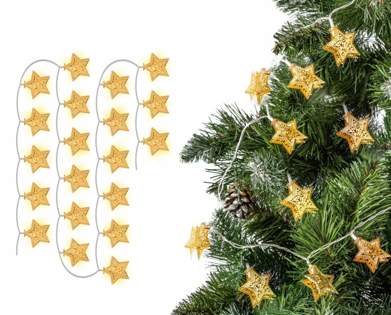 Christmas tree lights Garland LED Gold Stars