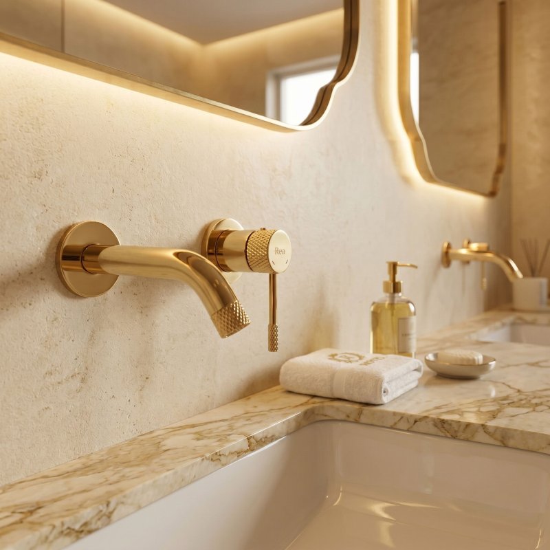 Wall Mounted Basin Faucet Rea Venti Gold