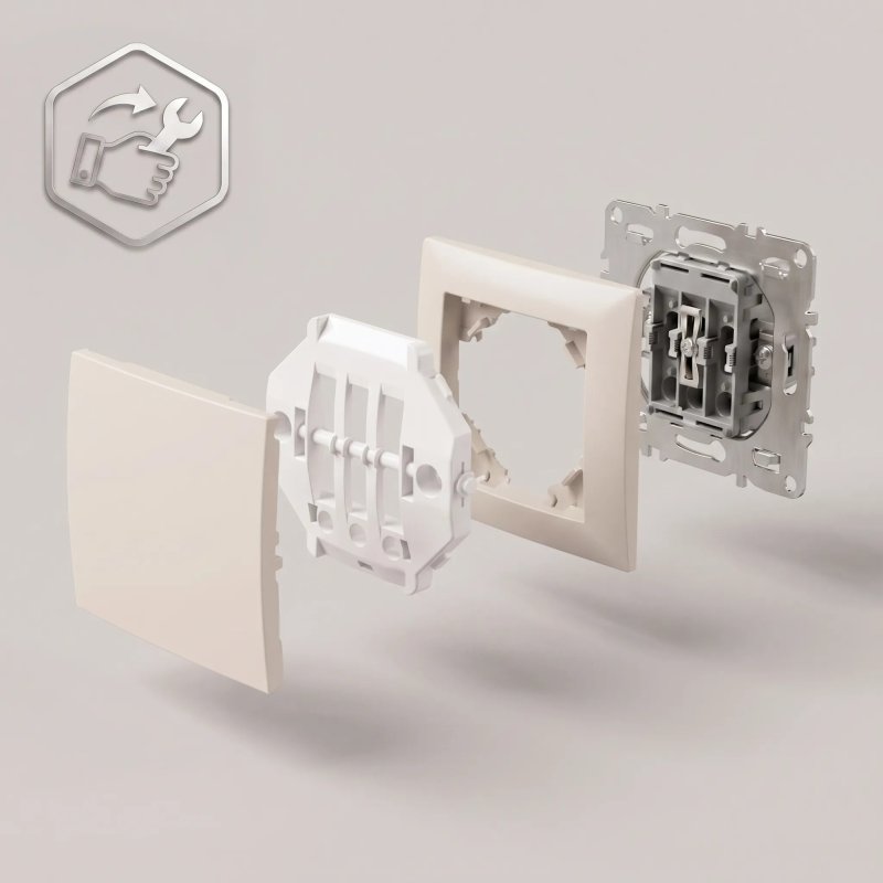 Toolight Single Switch With Frame Oste Jnh006-w Beige