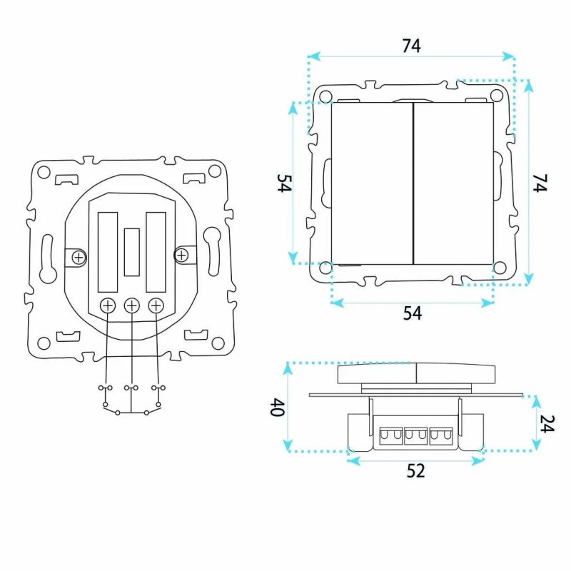 Toolight Double Switch Oste Jnh007-w Grey