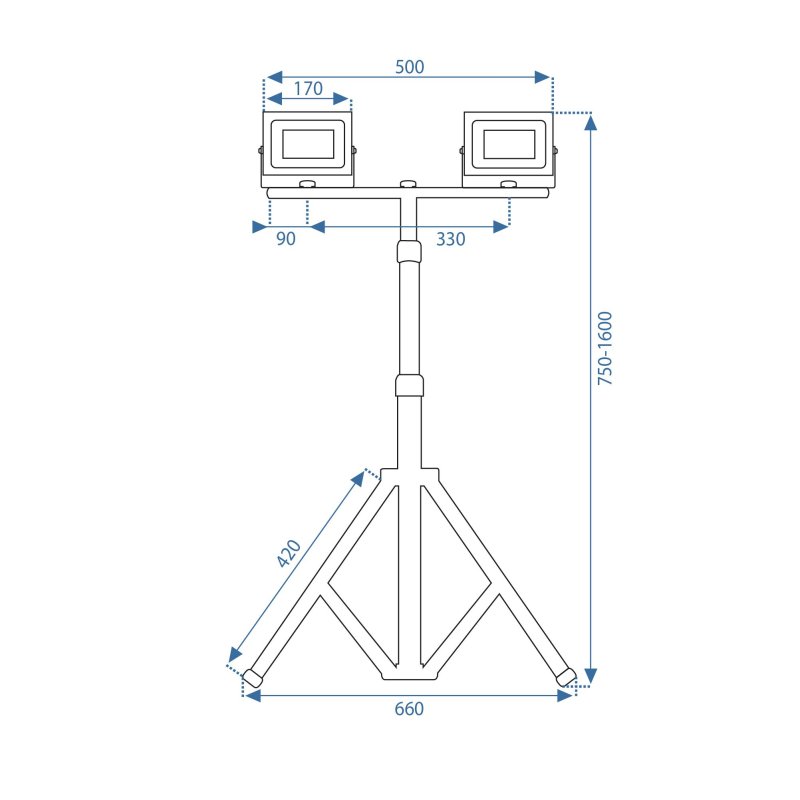 Construction LED halogen lamp on a stand RSL005-2x50N