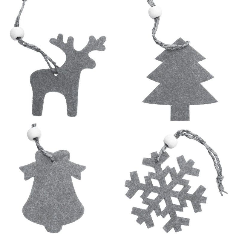 Set of 16pcs Christmas tree hangers Grey