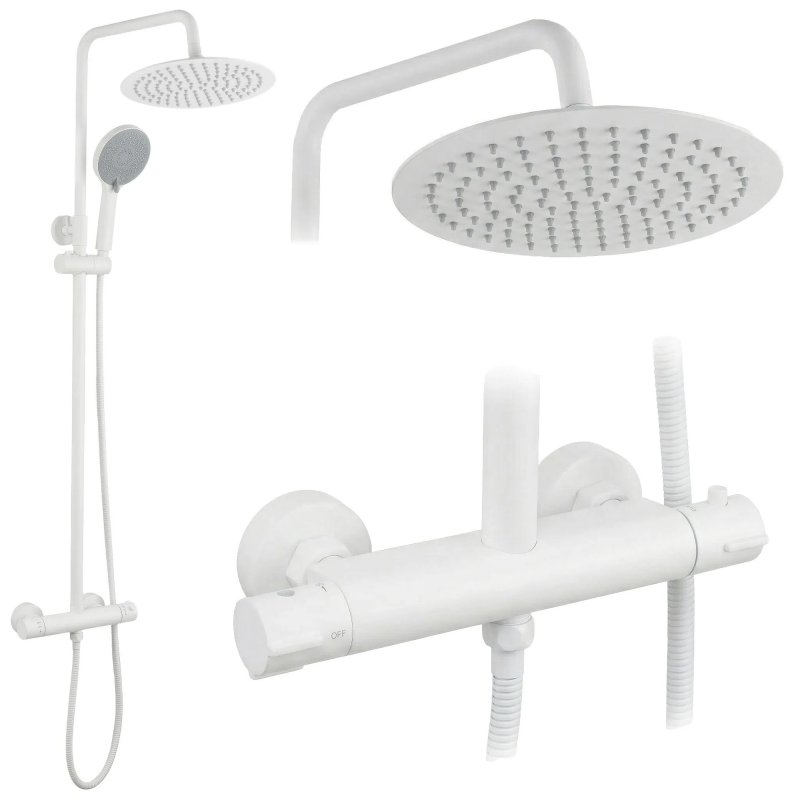 Shower Set Without Spout With Thermostat Rea Lungo White