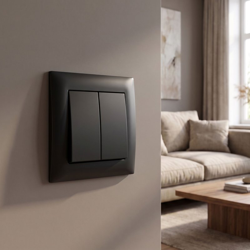 Toolight Double Switch With Frame Oste Jnh007-w Black