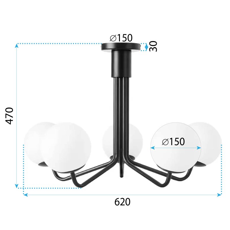 LAMP APP1578-5CP BLACK MAT