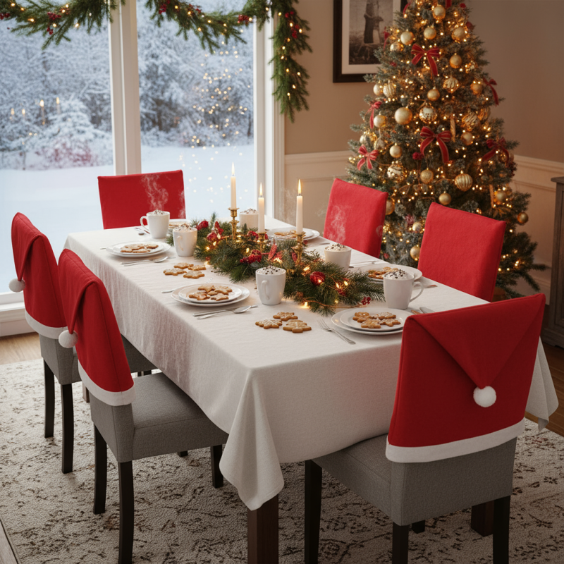 Christmas Chair Cover 6 pcs Santa's Hat