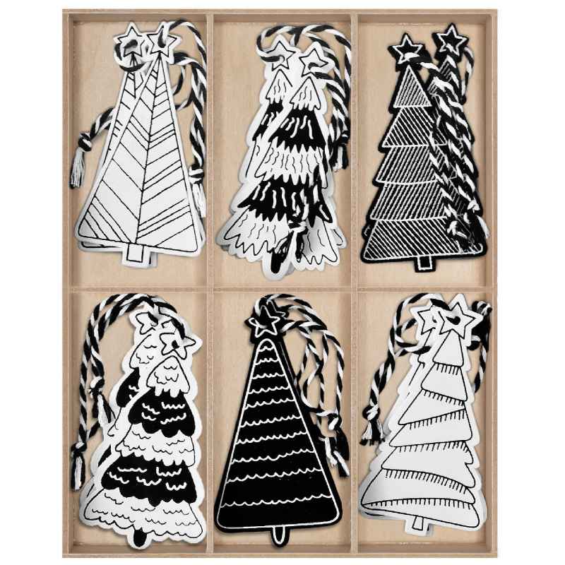 CHRISTMAS TREE SET 12 PCS WOODEN CHRISTMAS TREES