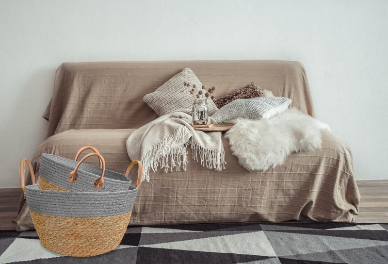 Natural boho-style basket YT21B-35