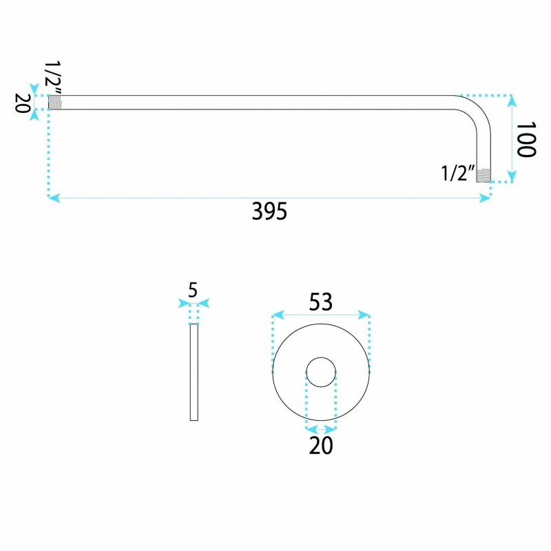 Rea Round Shower Arm Js-9021 40cm Chrome