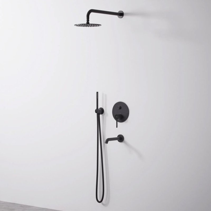Concealed Shower Set with shower spout REA Lungo Black + Box