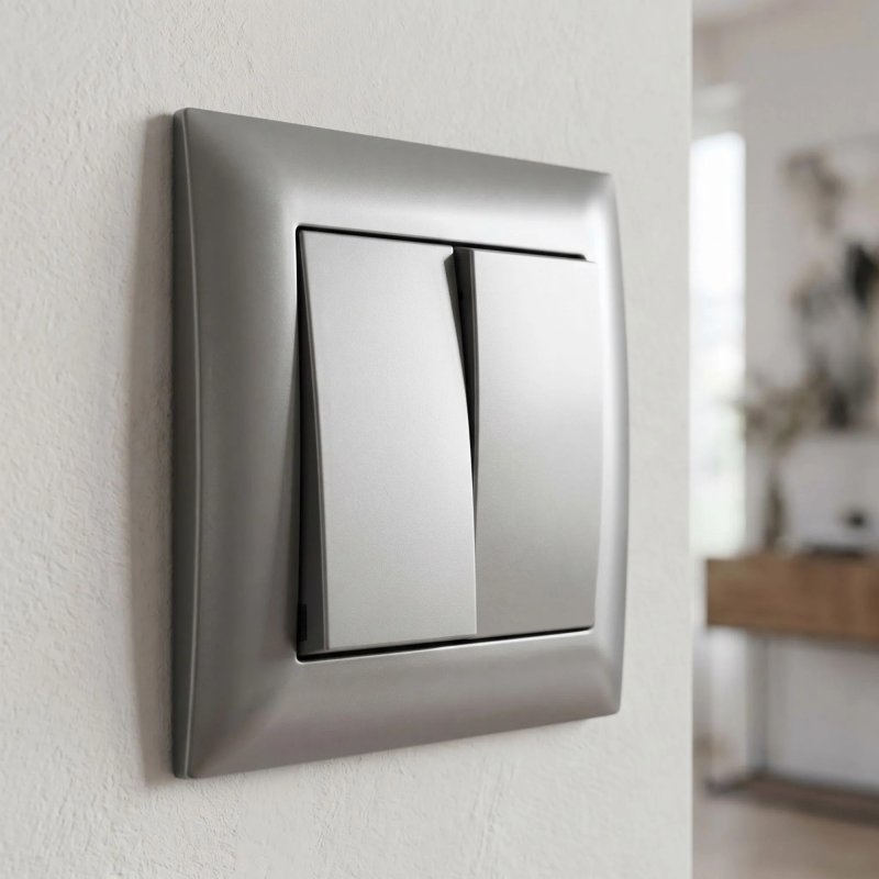 Toolight Double Switch With Frame Oste Jnh007-w Grey