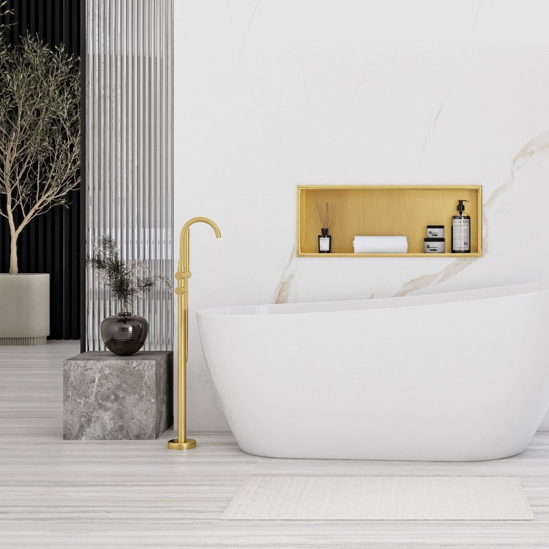 Built-in Stainless Steel Bathroom Shelf 30X60 Brushed Gold