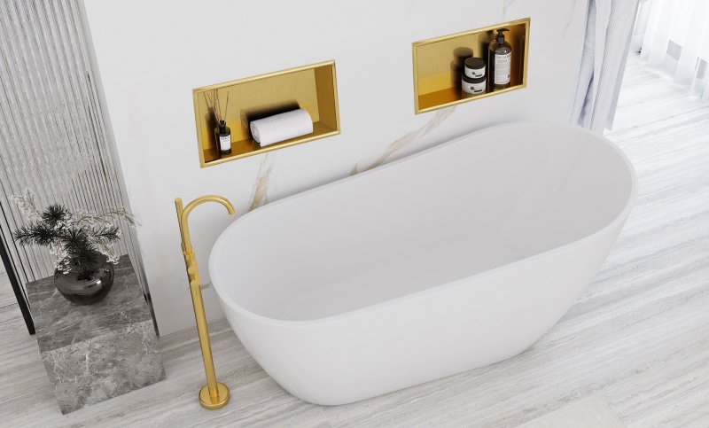 Built-in Stainless Steel Bathroom Shelf 30X45 Brushed Gold