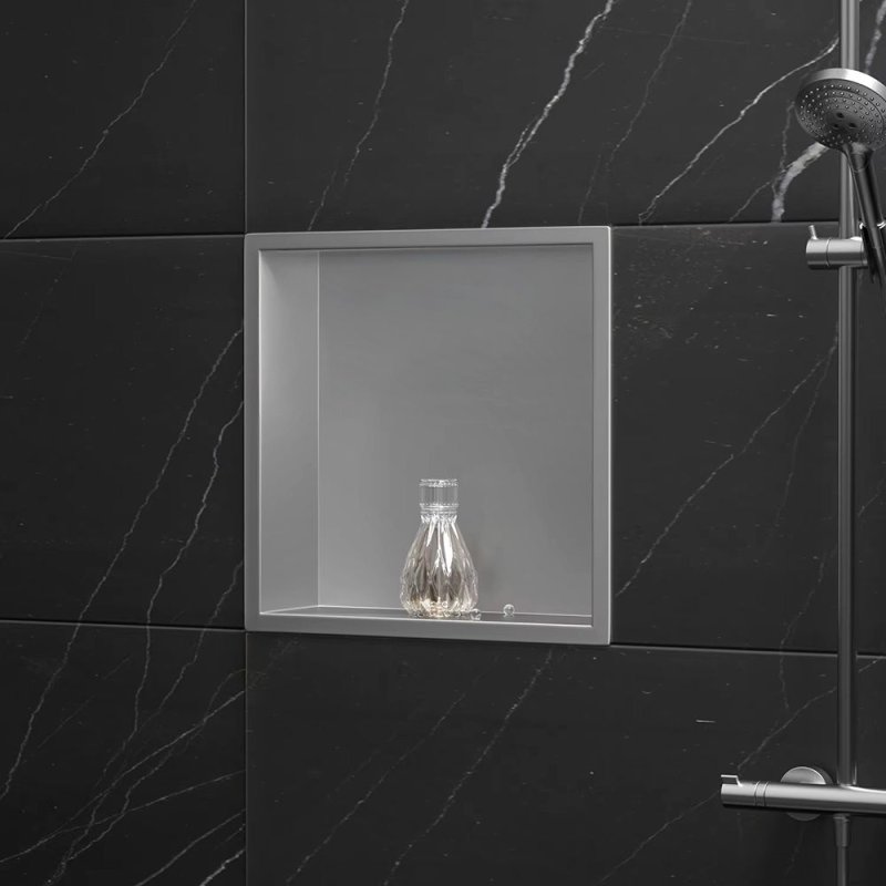 Built-in Stainless Steel Bathroom Shelf 30X30 Brushed Steel