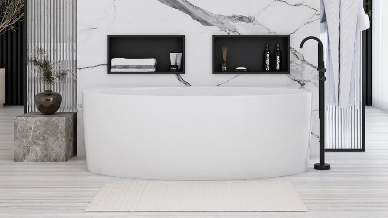 Built-in Stainless Steel Bathroom Shelf 30X45 Black Matt