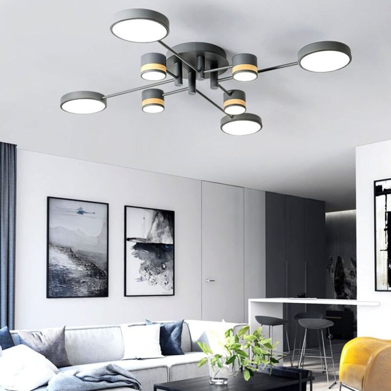 Ceiling LED Lamp Chandelier TOOLIGHT APP528-8C Grey + Remote Control 8-light points 79x79x11Cm