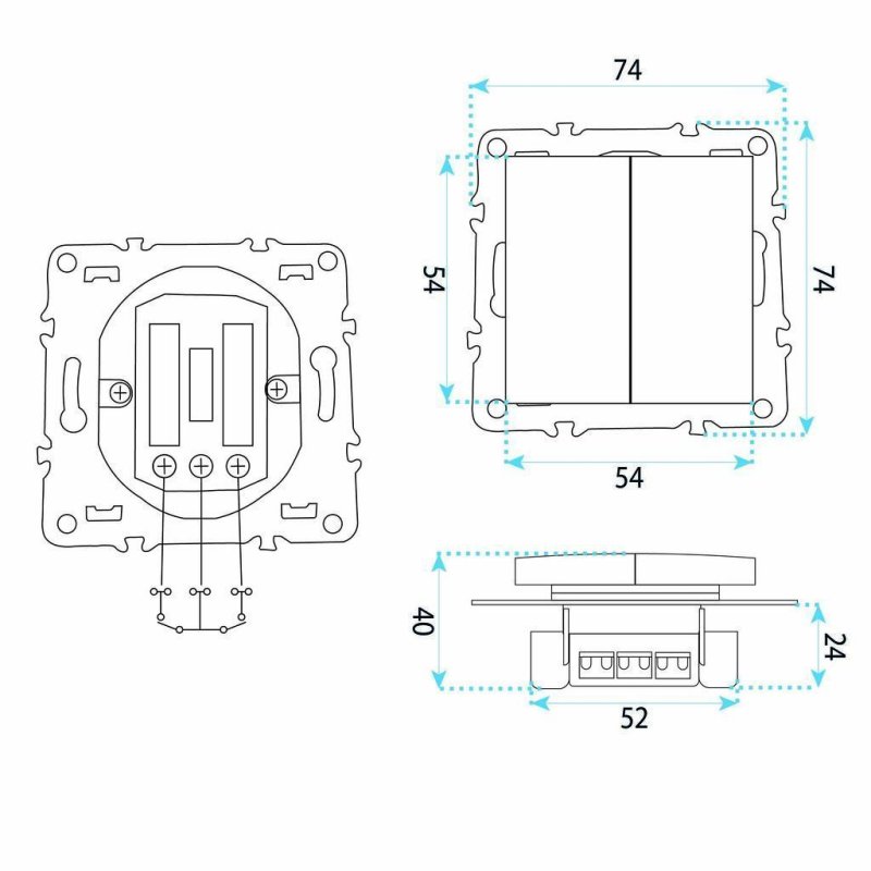 Toolight Double Switch Oste Jnh007-w Black