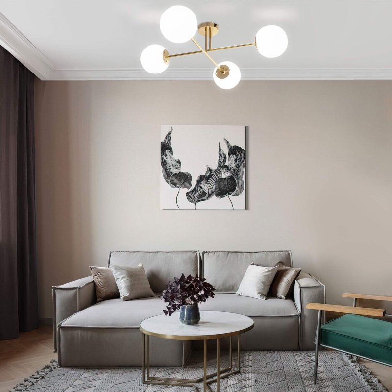 Ceiling Lamp Chandelier TOOLIGHT APP1248-4Cp Gold Metal Glass E27 4-light points