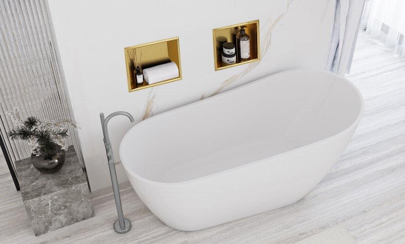Built-in Stainless Steel Bathroom Shelf 30X30 Brushed Gold