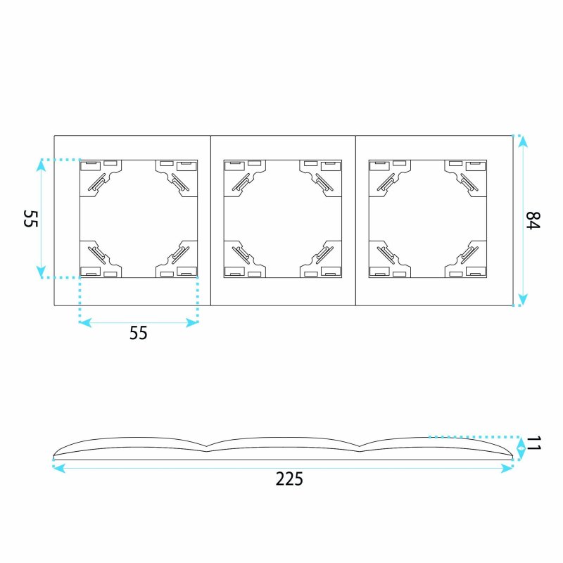 Toolight Triple Socket Frame Oste Jnh015-3f Grey