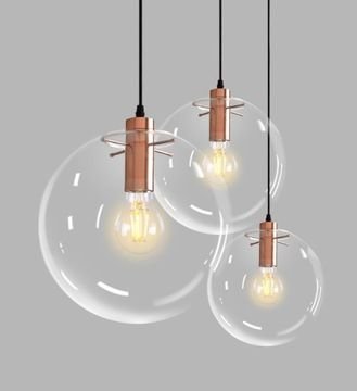 Pendant Lamp TOOLIGHT APP038-3CP LASSI Glass Rose-Gold 20cm E27
