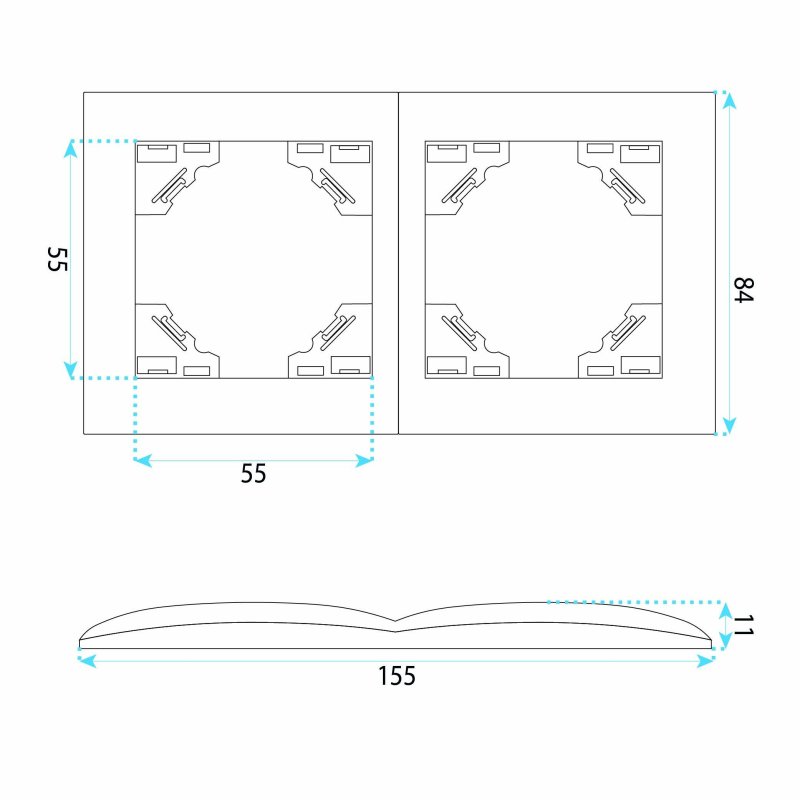 Toolight Double Socket Frame Oste Jnh014-2f Grey
