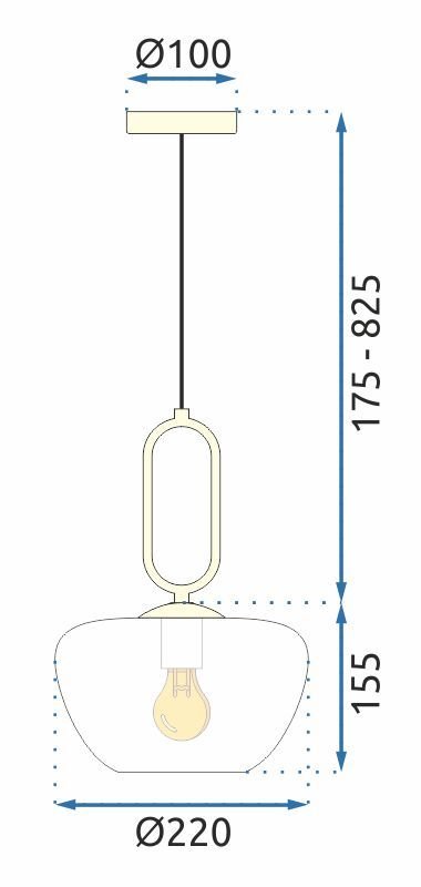 Pendant Lamp TOOLIGHT APP1074-1CP White Gold 1-light point E27 22x22x15,5-100cm