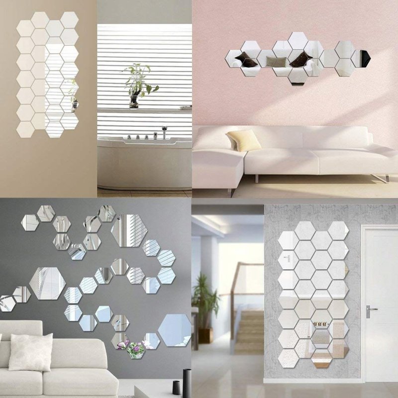 Set of 8 Hexagon mirrors