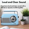 UK Technology Retro Radio, Radios Mains And Battery, Portable FM Radio Bluetooth Speaker, Rechargeable Battery, Vintage FM, Easy To Use, Transistor, Large Dial, USB Plug In (Blue)