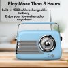 UK Technology Retro Radio, Radios Mains And Battery, Portable FM Radio Bluetooth Speaker, Rechargeable Battery, Vintage FM, Easy To Use, Transistor, Large Dial, USB Plug In (Blue)