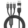 UK Technology 5 in 1 Multi Charging Cable, USB A/C to Lightning, USB C & Micro USB, [1.2M] Fast Charging USB Cord, Durable Nylon, For iPhone 16 15 14 13 12 11, Samsung Galaxy, Laptop, Xbox, PS4