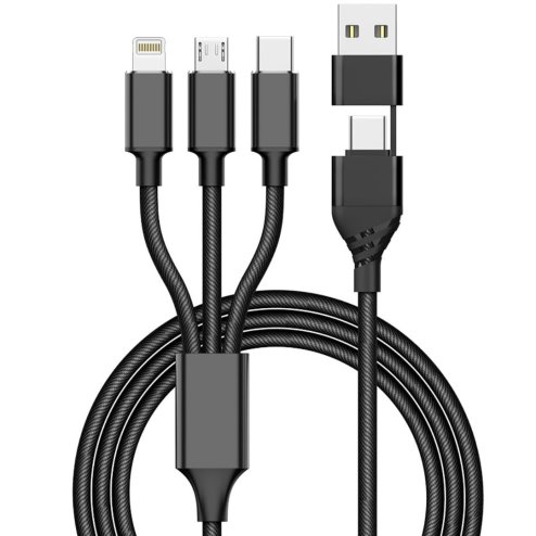 UK Technology 5 in 1 Multi Charging Cable, USB A/C to Lightning, USB C & Micro USB, [1.2M] Fast Charging USB Cord, Durable Nylon, For iPhone 16 15 14 13 12 11, Samsung Galaxy, Laptop, Xbox, PS4