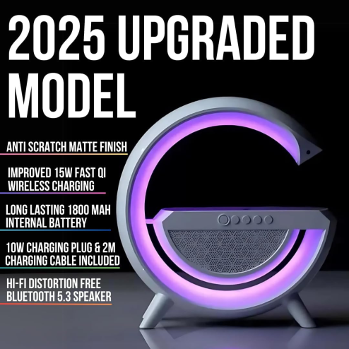 UK Technology G Lamp Wireless Charger, Night Lights Bluetooth Speaker Light, Wireless Charger Lamp, Multi Coloured Night Light for Bedroom, Dimmable LED, Birthday Gifts Gadgets For Teenage Boys Girls