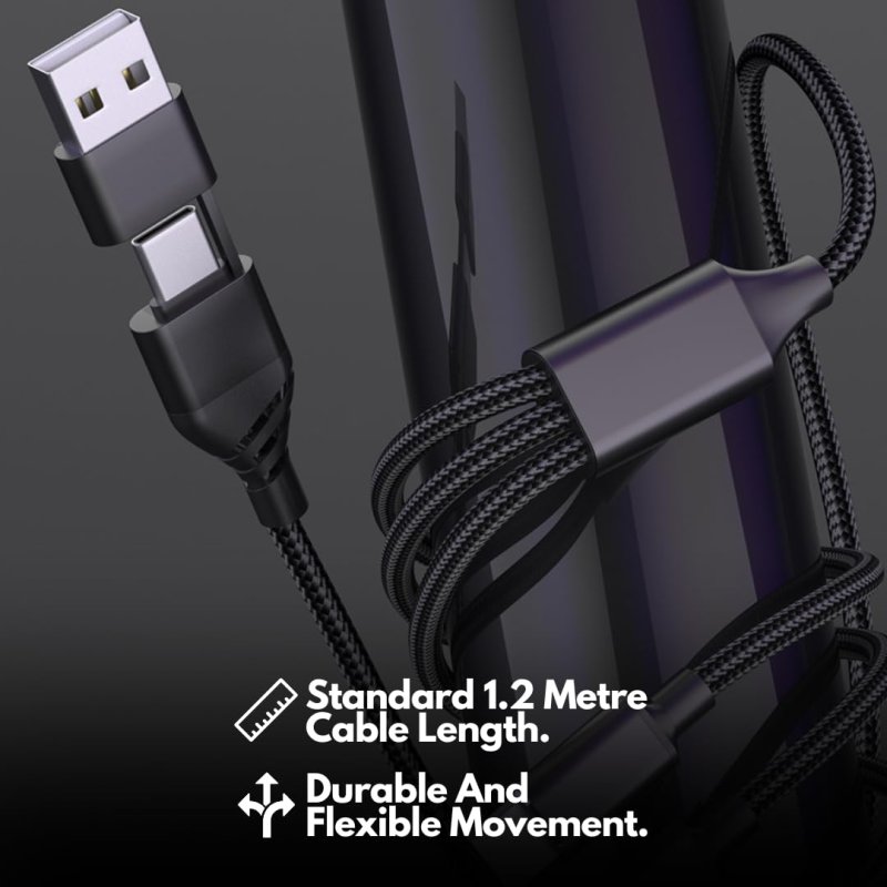UK Technology 5 in 1 Multi Charging Cable, USB A/C to Lightning, USB C & Micro USB, [1.2M] Fast Charging USB Cord, Durable Nylon, For iPhone 16 15 14 13 12 11, Samsung Galaxy, Laptop, Xbox, PS4