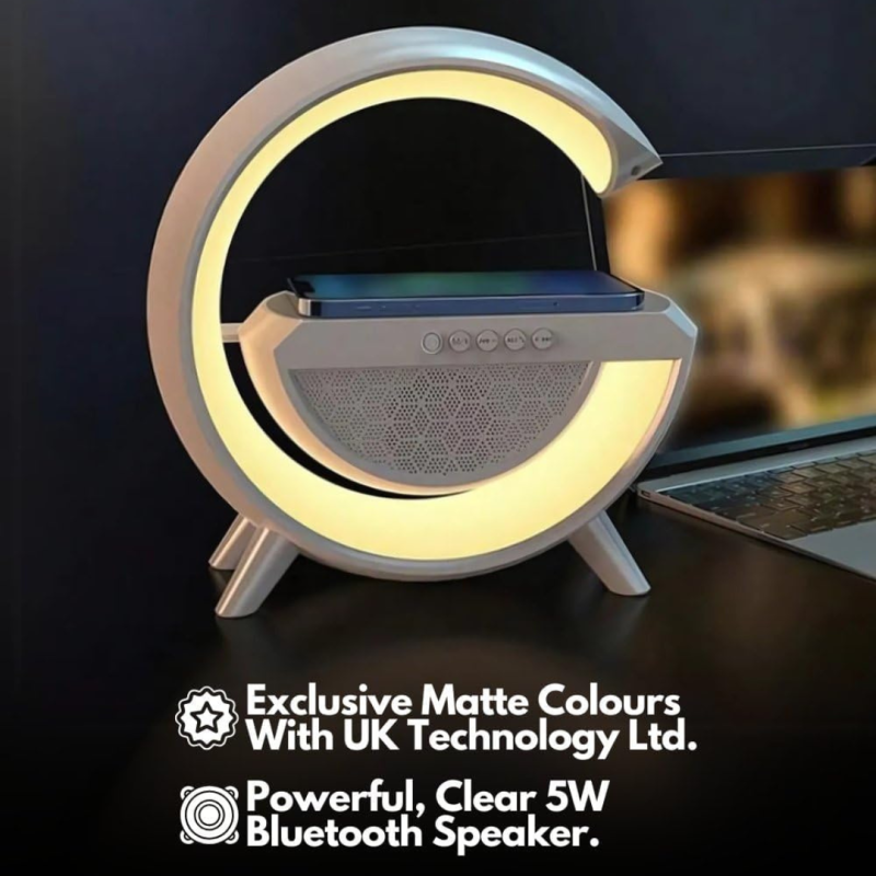 UK Technology G Lamp Wireless Charger, Night Lights Bluetooth Speaker Light, Wireless Charger Lamp, Multi Coloured Night Light for Bedroom, Dimmable LED, Birthday Gifts Gadgets For Teenage Boys Girls