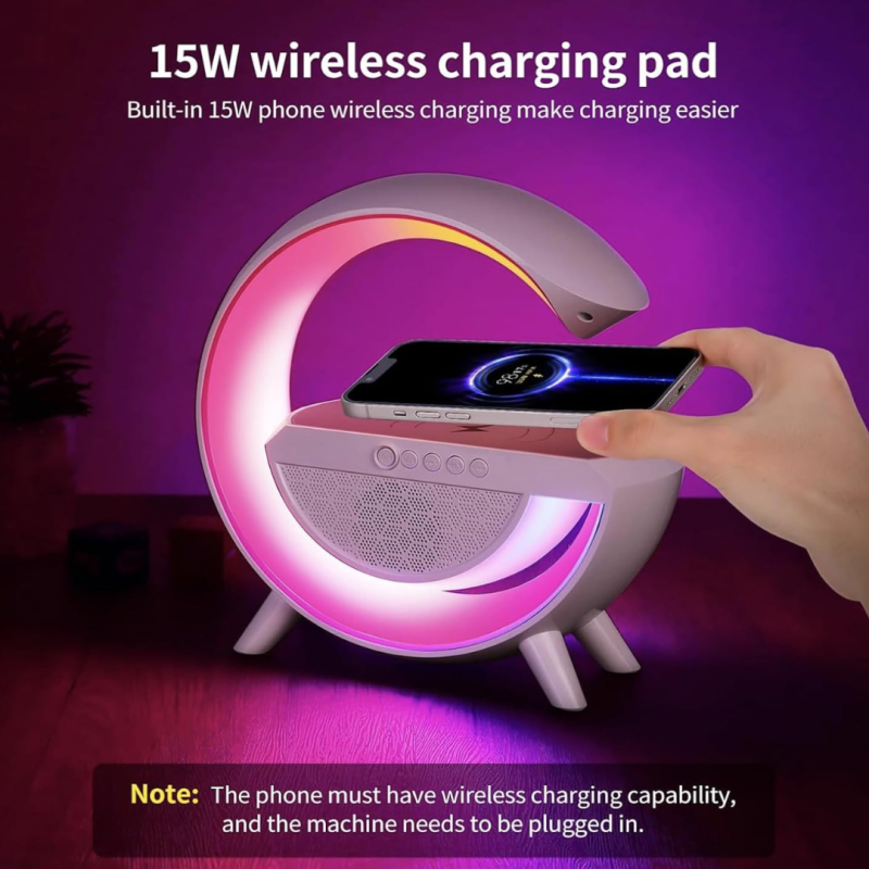 UK Technology G Lamp Wireless Charger, Night Lights Bluetooth Speaker Light, Wireless Charger Lamp, Multi Coloured Night Light for Bedroom, Dimmable LED, Birthday Gifts Gadgets For Teenage Boys Girls