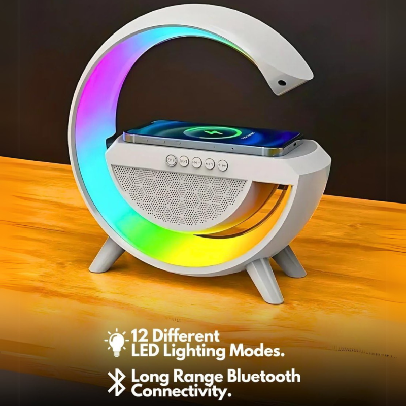 UK Technology G Lamp Wireless Charger, Night Lights Bluetooth Speaker Light, Wireless Charger Lamp, Multi Coloured Night Light for Bedroom, Dimmable LED, Birthday Gifts Gadgets For Teenage Boys Girls