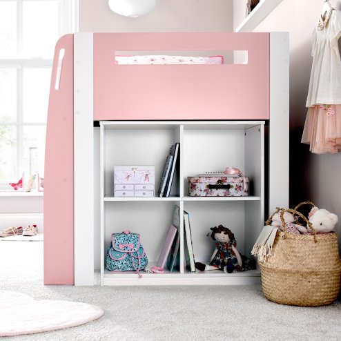 Lacy Pink Storage Mid Sleeper Bed