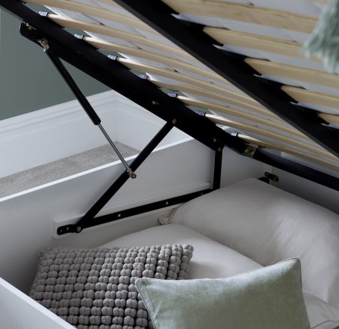 Dawson White Wooden Ottoman Bed Double