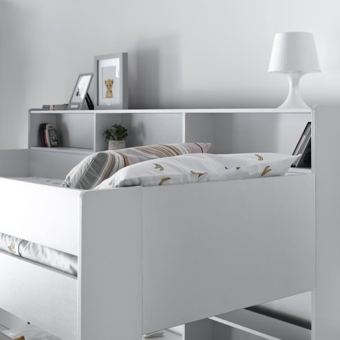 Oliver White Triple Sleeper Storage Bunk Bed With Drawer Option