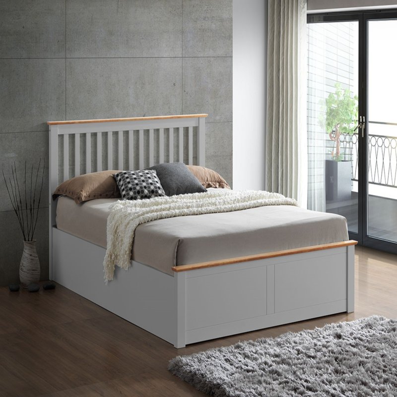 Malmo Grey Wooden Ottoman Storage Bed Double