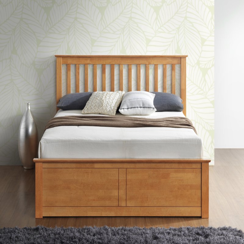 Malmo Oak Wooden Ottoman Storage Bed Double