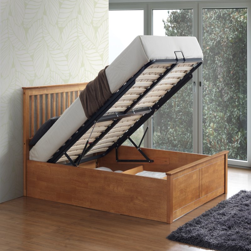 Malmo Oak Wooden Ottoman Storage Bed King Size
