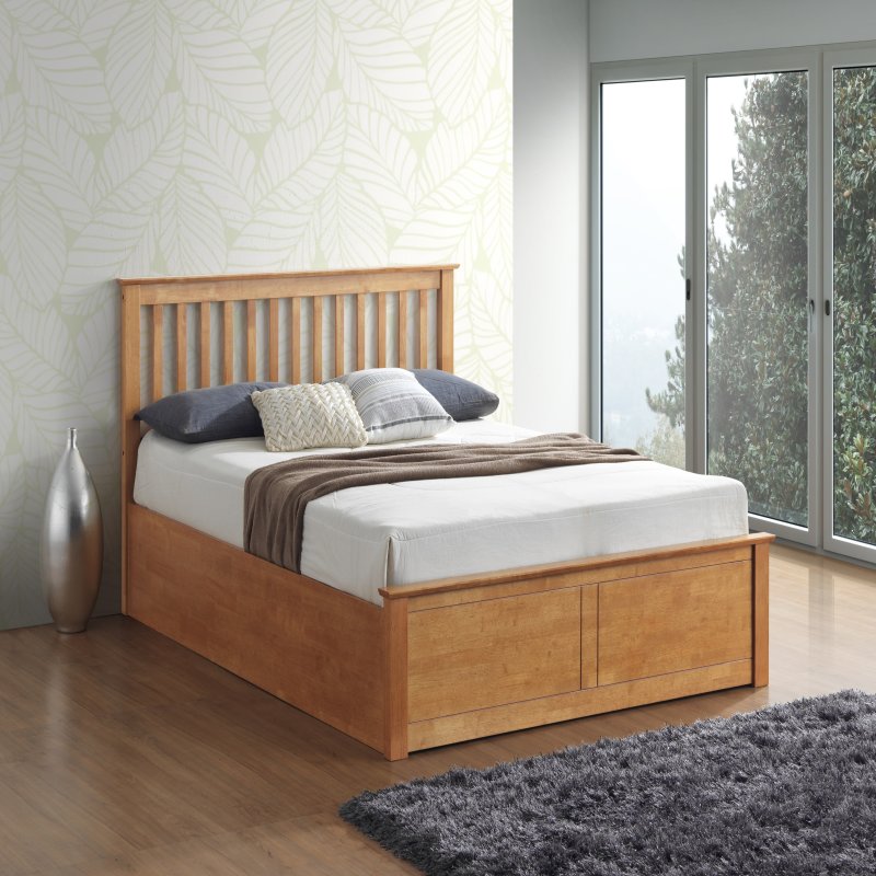 Malmo Oak Wooden Ottoman Storage Bed King Size